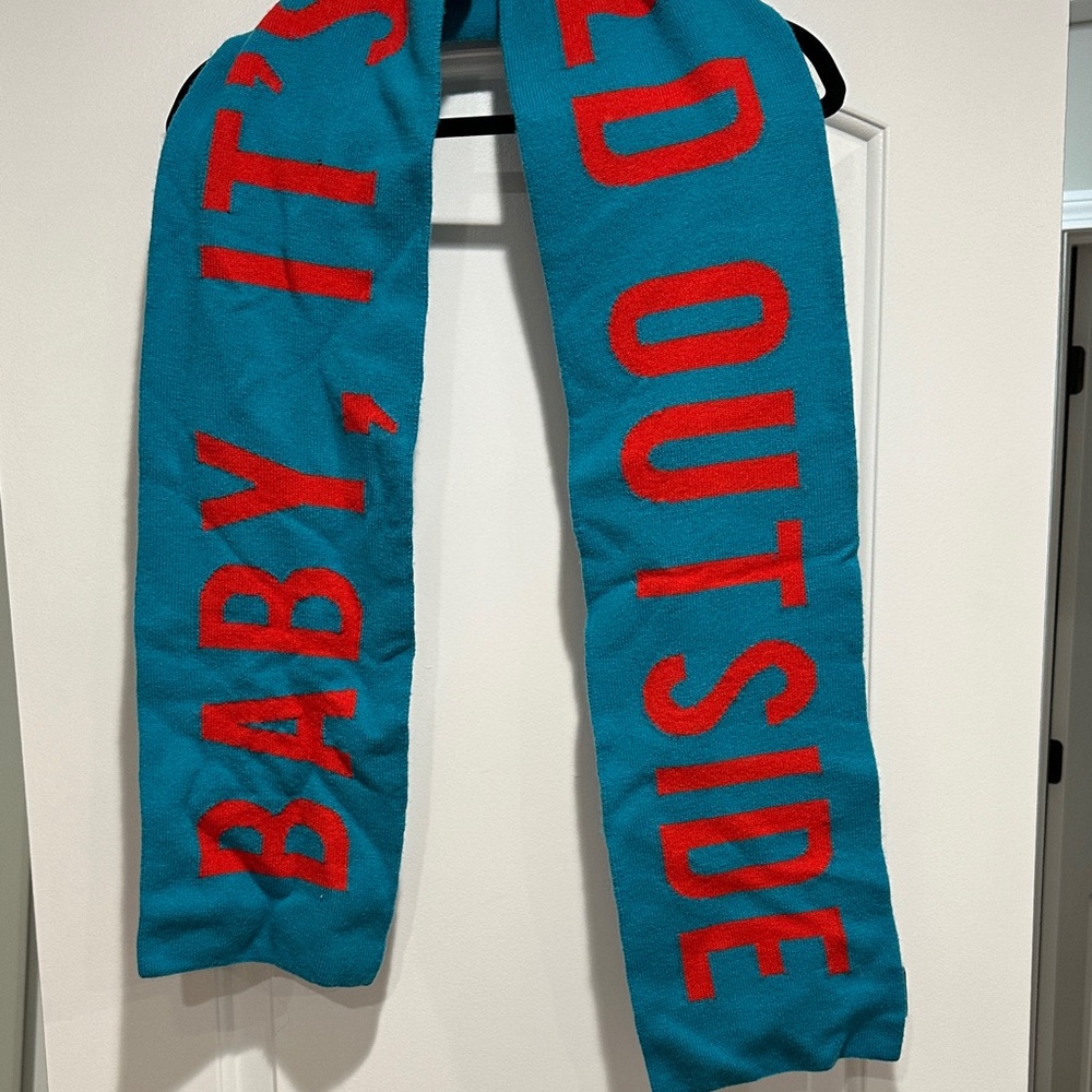 kate spade Blue and Red ‘Baby It’s Cold Outside’ Wool Scarf